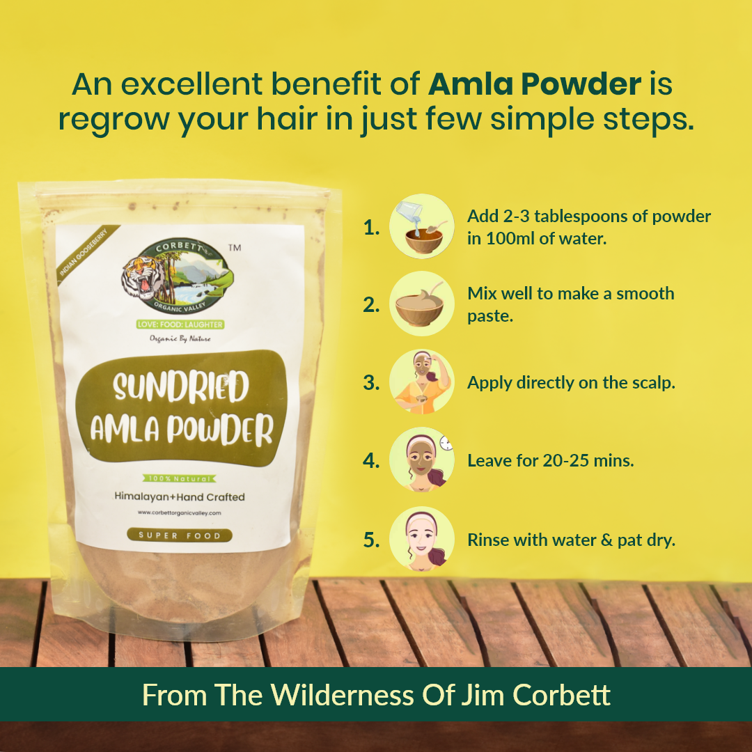 Yuval Natural India - Amla powder is used in Ayurvedic medicine for  centuries to treat everything from diarrhea to jaundice. But it can also be  used for the hairs. It provides important
